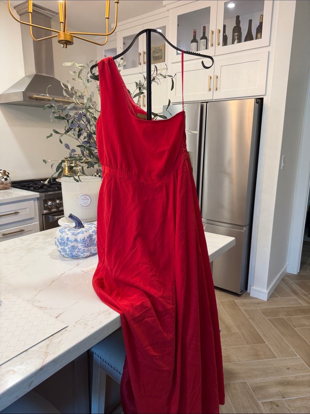 Scarlet One-Shoulder Evening Gown - Women's Formal Dress